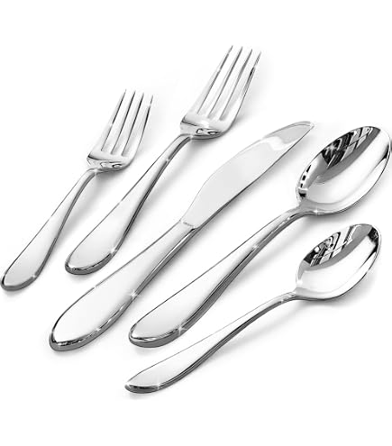 Amazon.com | BX Luxe 20-Piece Stainless Steel Flatware Set, 18/10